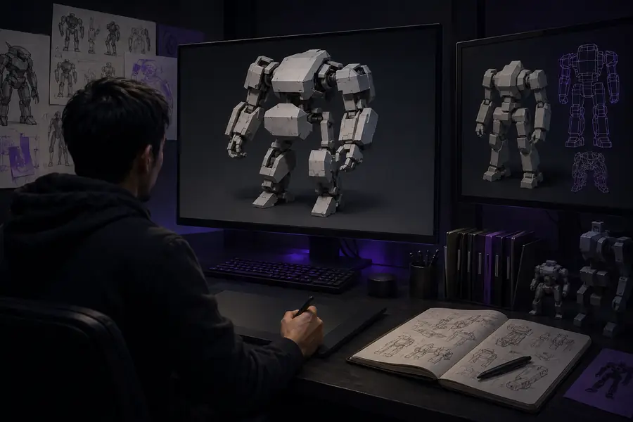 An early generated 3D asset with rough forms