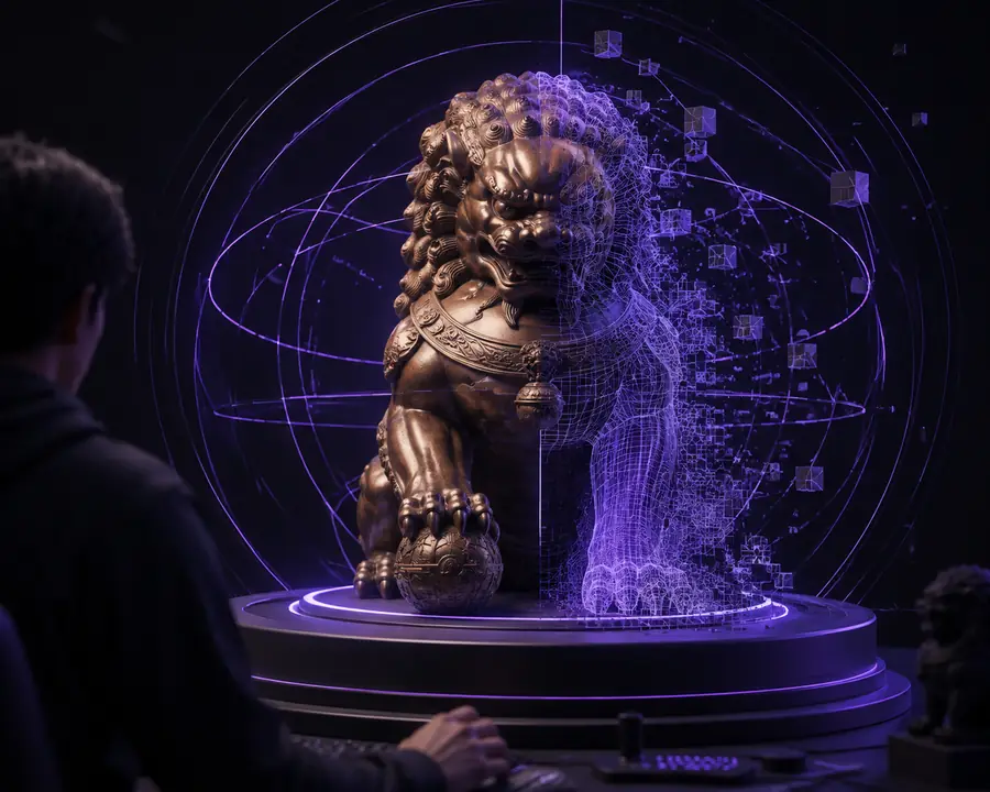 Abstract 3D object generated through a Hyper3D Rodin workflow