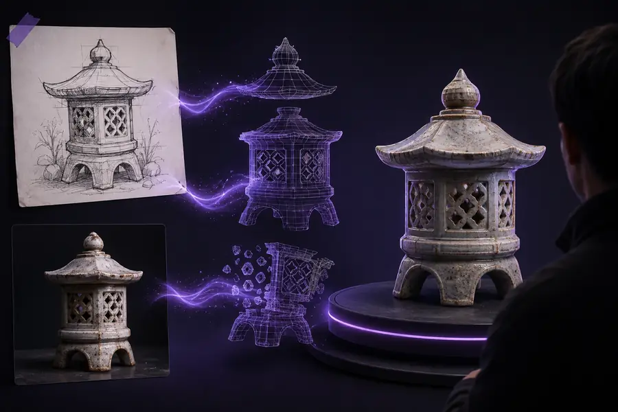 Generiertes 3D-Asset auf Grundlage des Referenzbilds